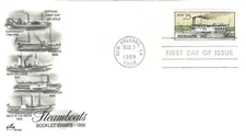 STAMP US SCOTT 2408 "Steamboat-Washington 1816" 25 CENT FDC 1989 - A