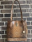 NWT $415 Brahmin Fiora Macchiato Mansouri Shoulder Bag Bucket Tote snake neutral