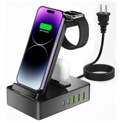 8 in 1 Multifunctional Wireless Charger in Black. New in Box!