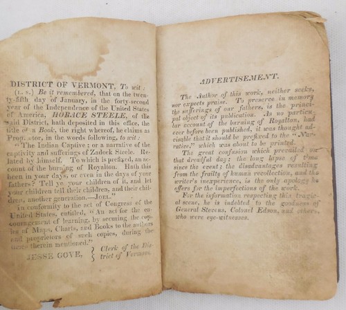 THE INDIAN CAPTIVE, Zadock Steele -1818 Royalton Revolutionary War original HB F - Picture 3 of 10