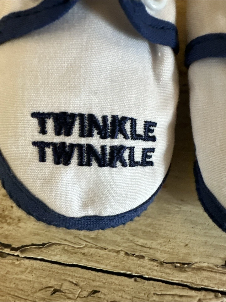 Twinkle Twinkle Little Star Infant Shoes Booties 1990s Blue White By Gold Bug - Изображение 2 из 4