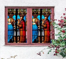 3D Priest Nun Baptism ZHUA692 Window Film Print Sticker Cling Stained Glass UV
