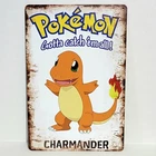 Pokemon Charmander Rustic Vintage Metal Tin Signs Man Cave Garage