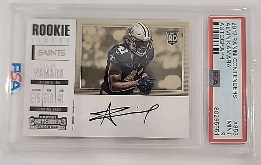 2017 Contenders - Alvin Kamara - RC Autograph  #353 PSA 9
