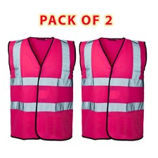 2 PACK HI VIS VIZ VEST HIGH VISIBILITY WORK WAISTCOAT REFLECTIVE SAFETY SECURITY