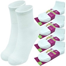 3 Pairs Womens Ankle/Quarter Crew Cushioned Socks Cotton White Low Cut Size 9-11
