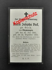 Obraz śmierci / Deathcard - Marie Josepha Buck, 22.12.1903