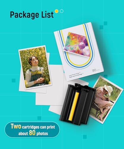 Liene 80-Sheet Photo Printer Paper & 2 Cartridges Bundle