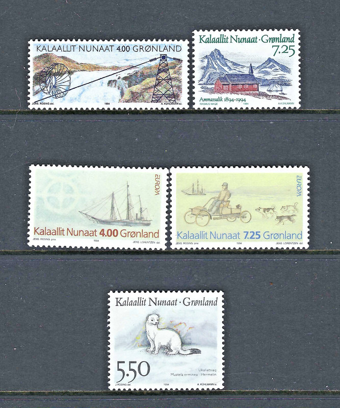 Greenland 1994 #266-270 MNH Assrtment/Electrical project/Centenary/Europa/Animal