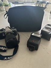 Pentax Black ME Super Camera w/ Ritzcam 28-85 mm Lens And Pentax Flash And Case