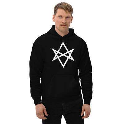 White Unicursal Hexagram Six Pointed Star Unisex Hoodie Sweatshirt