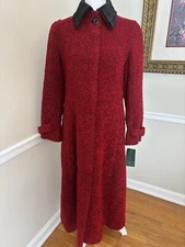 NWT Vintage Harve Benard Womens Size 4 Red Wool Blend Overcoat Long