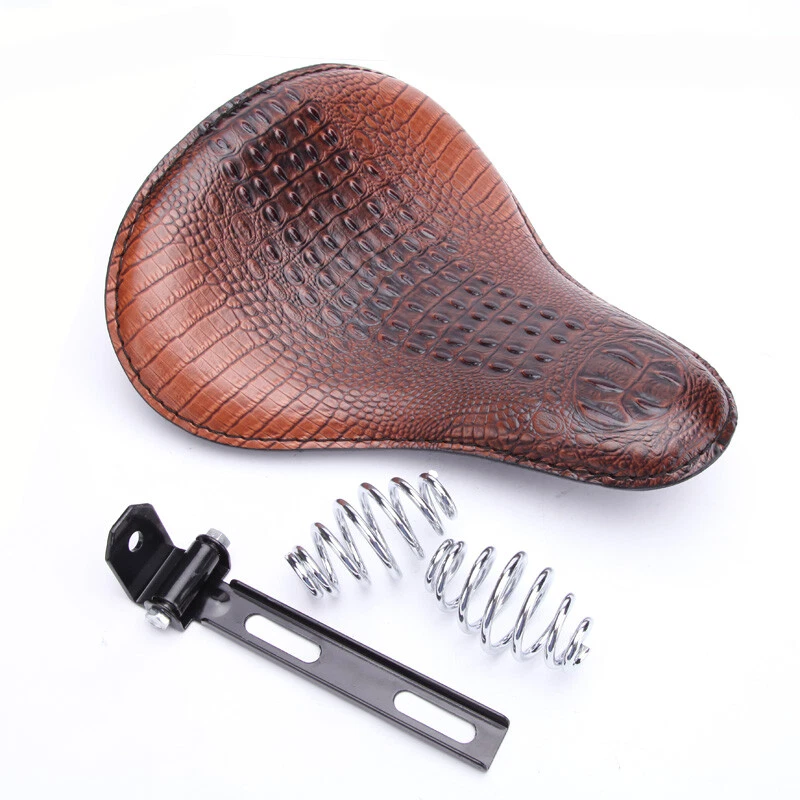 Brown Motorcycle Alligator Large Solo Seat For Harley Heritage Softail Springer - Image 3 of 4