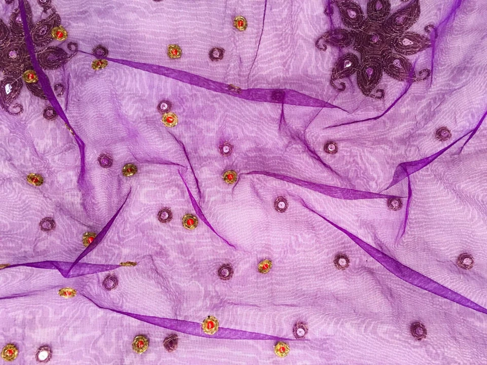 Tela de red sari indio vintage Sari Georgette Chinnon tela impresa PGS1809 Foto 3 de 4