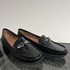 Donald J Pliner Blk Preppy Patent Alligator Leather Loafers Size7.5 M Look New 
