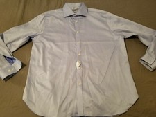 Mens Michael Kors Dress Shirt 17 34 35 XL Blue Button Cotton