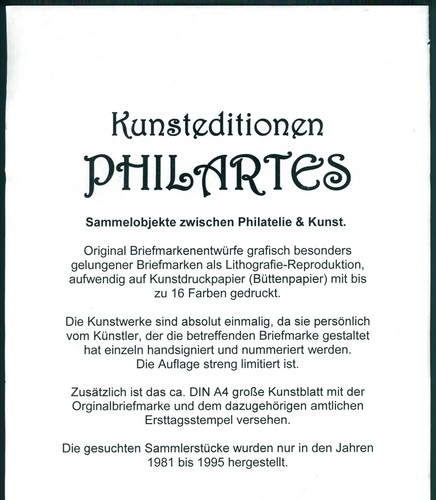 KUNST-EDITION 1988 BRD 1371 THEODOR STORM LITERATUR - AUFLAGE NUR 1.000!! - Picture 2 of 3