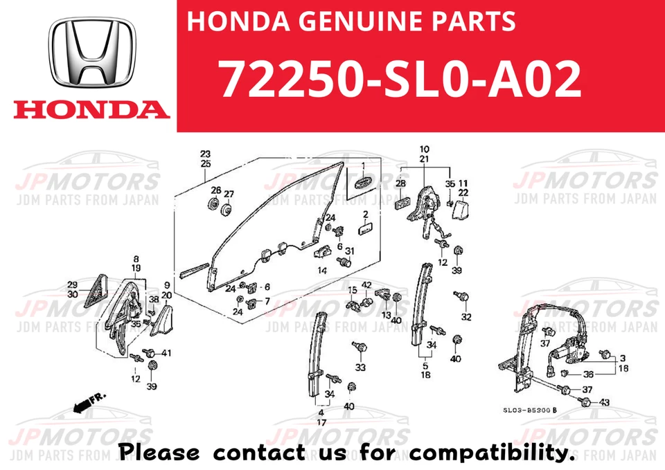 HONDA ACURA Genuine NSX Front Left Power Window Regulator Assy 72250-SL0-A02 JDM - Image 2 of 4