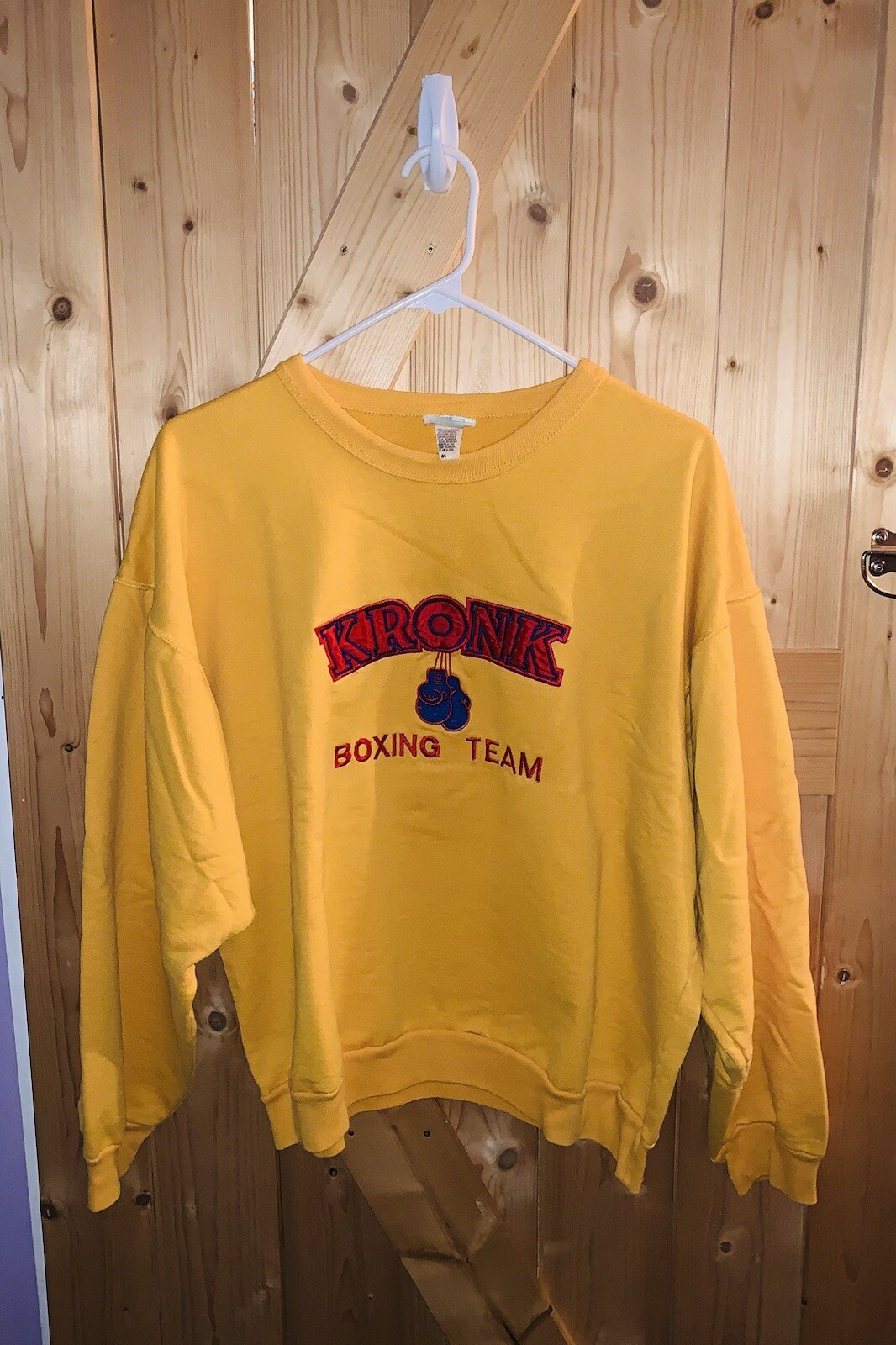 Rare Vintage Kronk Boxing Team Yellow Crewneck Hoodie Mens Medium