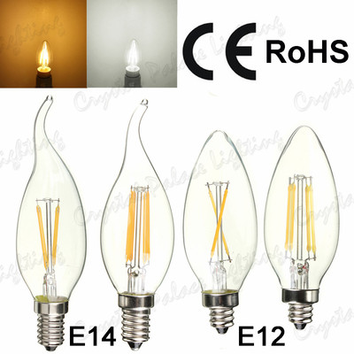 6 x E14/E12 2W 4W Edison Filament LED Glühbirnen Kronleuchter Kandelaber Kerzenlicht