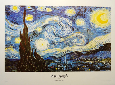 VINCENT VAN GOGH KUNSTDRUCK LITHOGRAPHY STARRY NIGHT STERNENNACHT POSTER