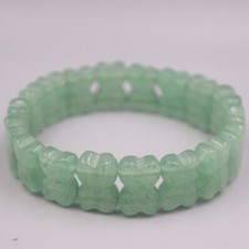 Pulsera de jade de cuarzo aventurina verde natural para mujer 15 mm eslabón de cuentas de trébol de flores