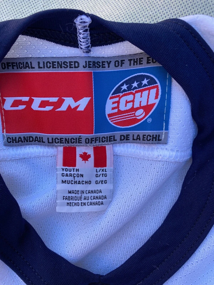 Camiseta de hóquei vintage CCM ECHL Ontario Reign tamanho juvenil G/XL. - Imagem 4 de 4