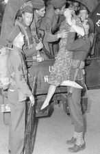 WW2 Picture Photo US Soldier Kisses a Girl  3861