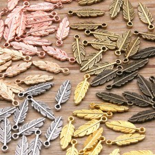 20 x Feather Charms Metal Jewellery Making 15mm- choice of colour