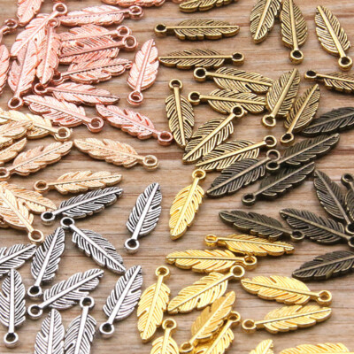 20 x Feder Charms Metall Schmuckherstellung 15mm - Farbwahl
