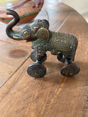 Indian Folkcraft Rolling Elephant Sculpture - Bronze-
