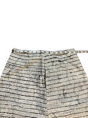 Tory Burch White Stripe Palma Skirt Size 4 Hand Painted A Line Canvas Skirt - Picture 9 of 11