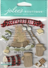 Jolee's Boutique 3D Stickers CAMPFIRE Camping Hiking Theme 93691 Fast FREE Ship!