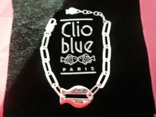 TOLLES GOURMETTE ARMBAND CLIO BLUE 925 SILBER / GROSSER SILBERFISCH / NEU / TASCHE