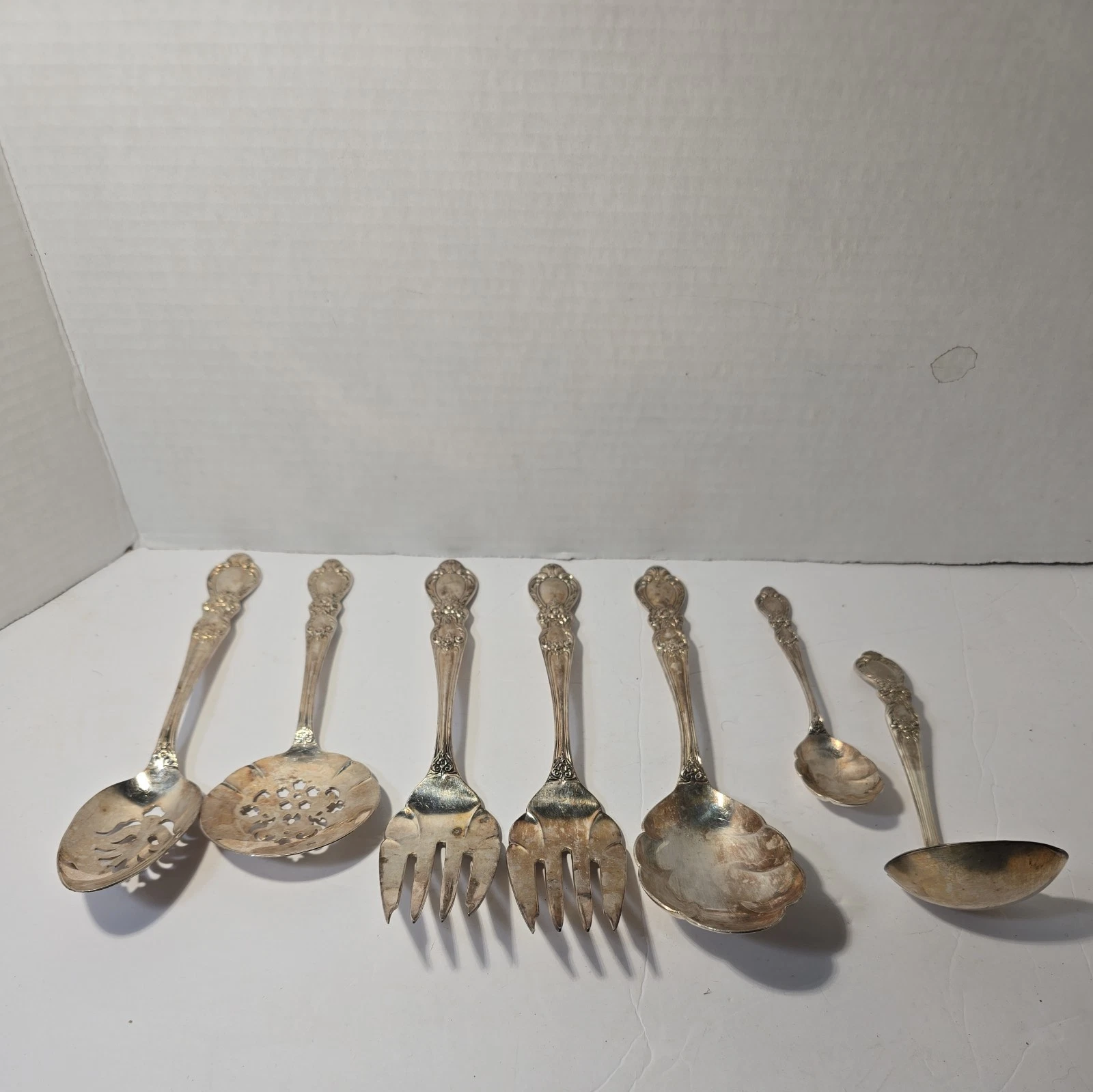 sterling silver plated Rogers Bros Heritage Serving Set 7 pieces spoons forks
