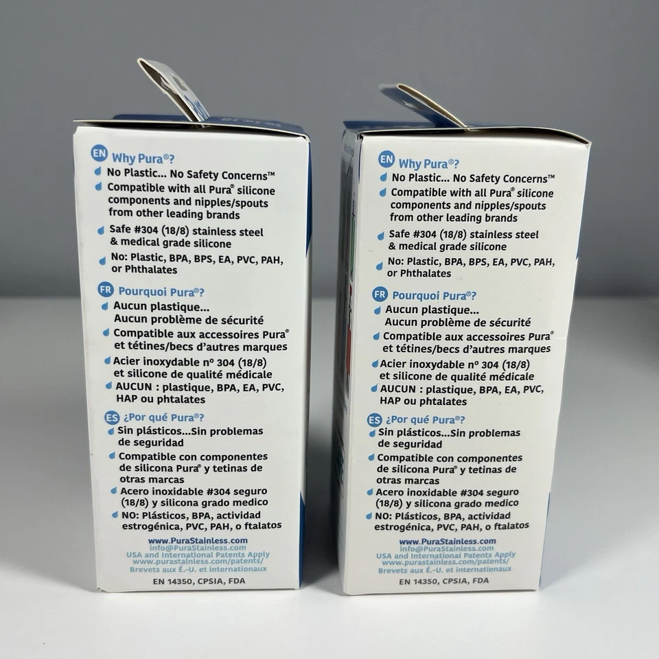 Pura 5 oz Garrafa Infantil de Aço Inoxidável Manga Ardósia e Conjunto de Mamilo de Fluxo Lento Novo - Imagem 2 de 4