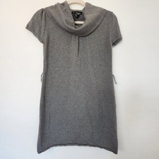 Sweet Project Gray Sweater Dress Women’s Small Cowl Neck Short Sleeve Knit...