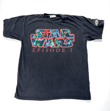 Vintage Star Wars Episode I Shirt Faded Black Sz L Lee Sport Phantom Menace