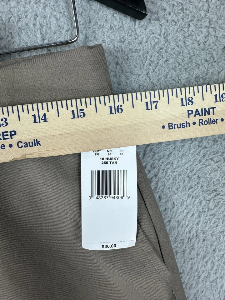 Chaps Pants Boys 18 Husky Tan Khaki Dress Slacks Flat Front Wool Blend C841183 - Image 3 of 4