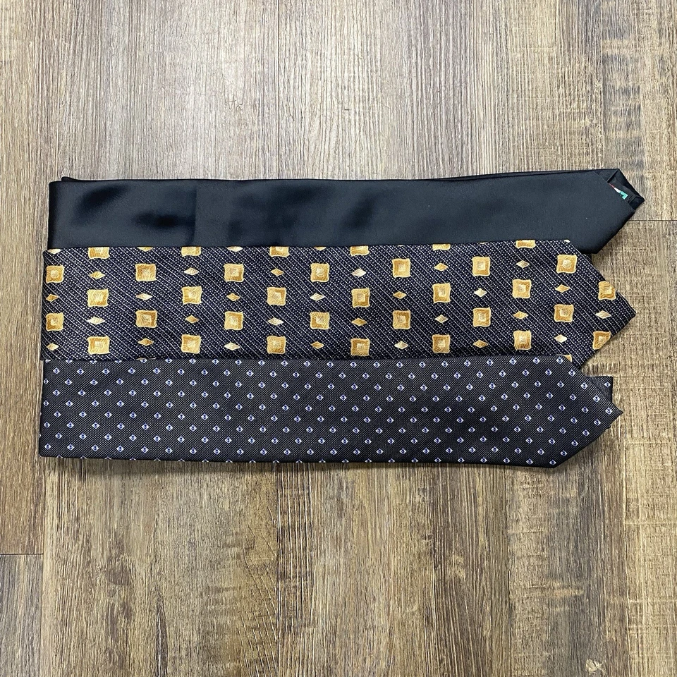 Men's Silk Patterned Neckties Set – Geometric & Solid Styles - Image 3 of 4