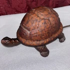 VTG Turtle Lamp Amber Tiffany Style Glass Brass Base Tortoise Night Light EUC