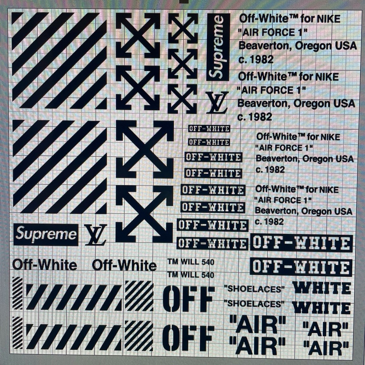 OFF WHITE FOR AIR FORCE ONE AF1 VINYL STENCIL FOR SHOES AND SMALL PROJECTS | eBay