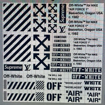 OFF WHITE FOR AIR FORCE ONE AF1 VINYL STENCIL FOR SHOES AND SMALL