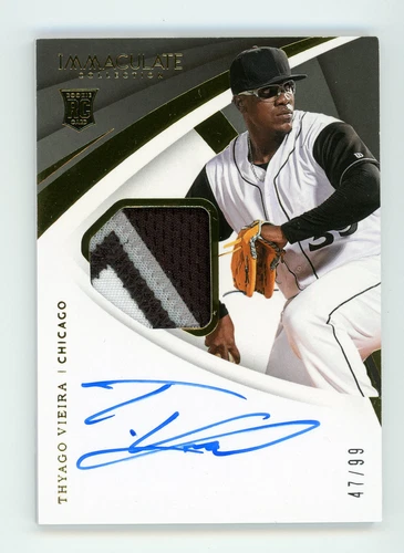 Panini Immaculate #38 Thyago Viera 2018 parche de novato automático/99 RPA - Imagen 1 de 2