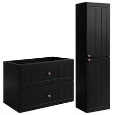 SET Mobili Bagno GUSTO Mobile Sottolavabo 80 cm + Armadio Colonna Vintage NERO