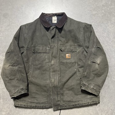 Vintage Carhartt C26 Moss Green Quilted Jacket Mens 2XL Zip Canvas