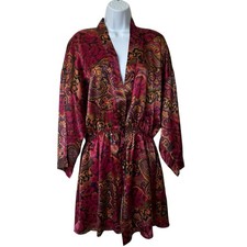 Vintage Victoria s Secret Robe Floral Satin Y2K Lingerie Glam Coquette M/L
