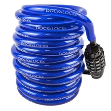 DocksLocks Weatherproof Coiled Security Cable Lock 15ft Resettable Combo