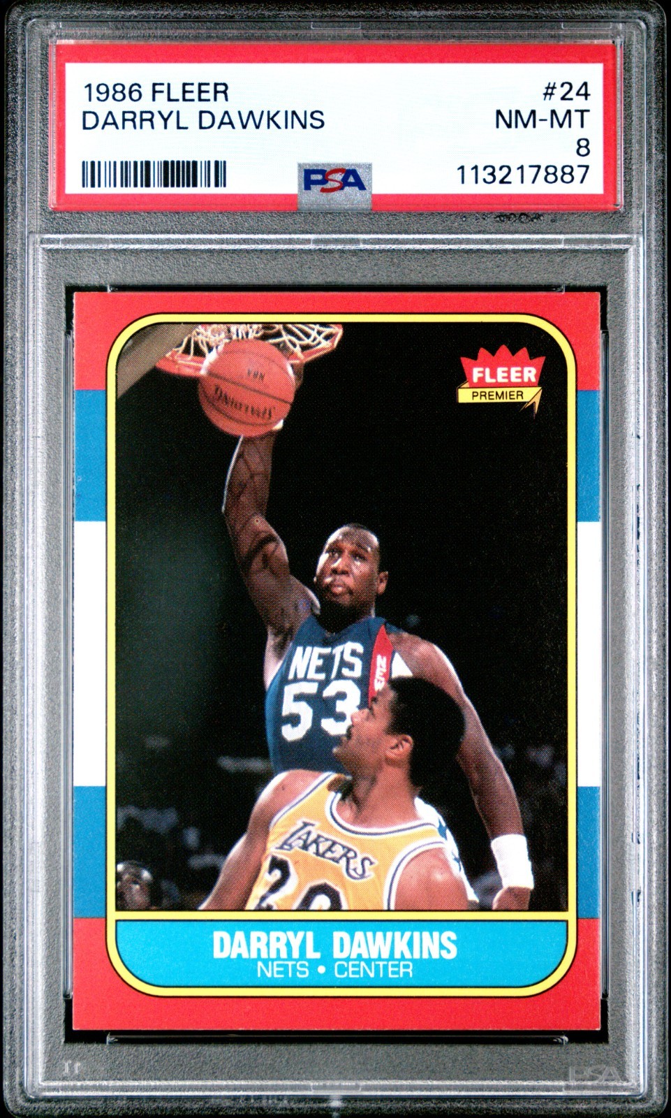 1986 FLEER #24 DARRYL DAWKINS PSA NM-MT 8