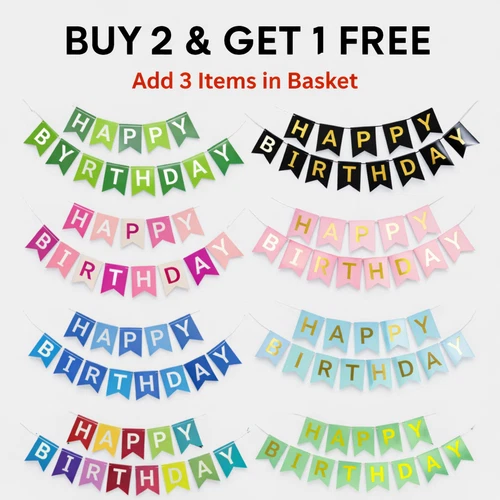 HAPPY BIRTHDAY BUNTING BANNER LETTER HANGING CARD PARTY DECORATION GARLAND